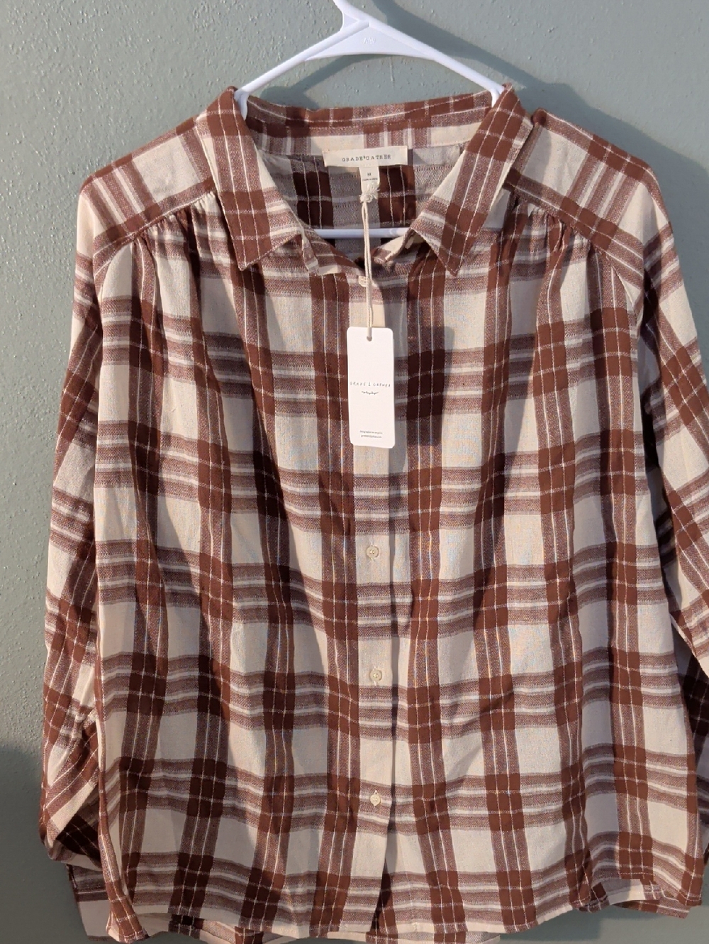 Grade & Gather NWT Plaid Top M